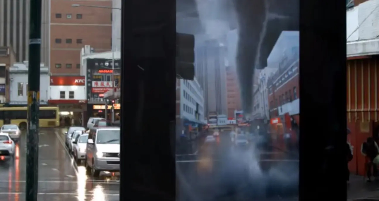 Un muppy de realidad aumentada arrasa la ciudad de Sidney con un tornado