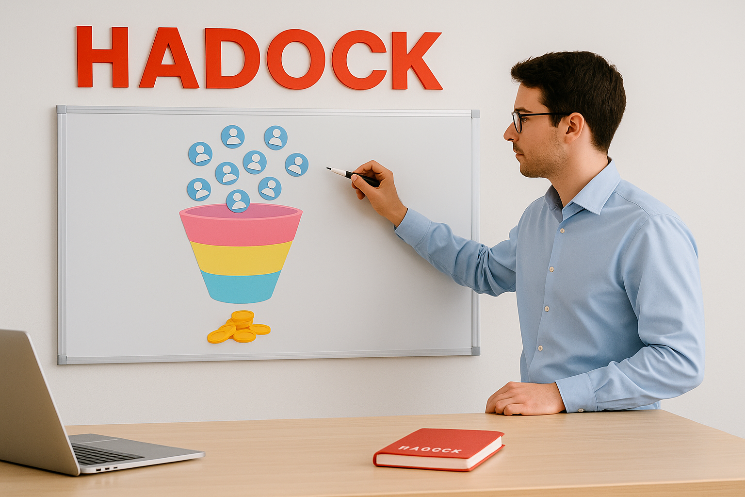 Estrategia digital Hadock para convertir visitas en leads y leads clientes.